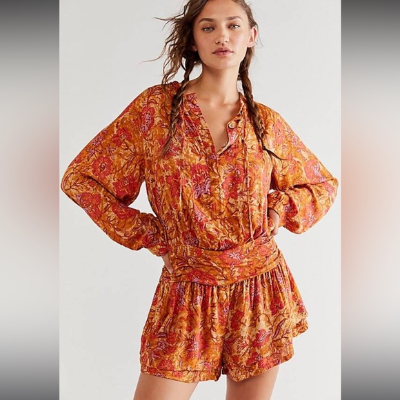 Free People Pants - NWOT Free People Dance 'Til Dawn Romper in Floral Print Size S